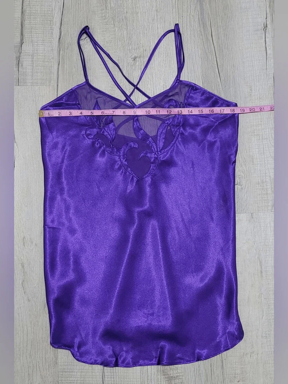 Vintage Josie Purple Satin Strappy Cross Back Slip Dress M